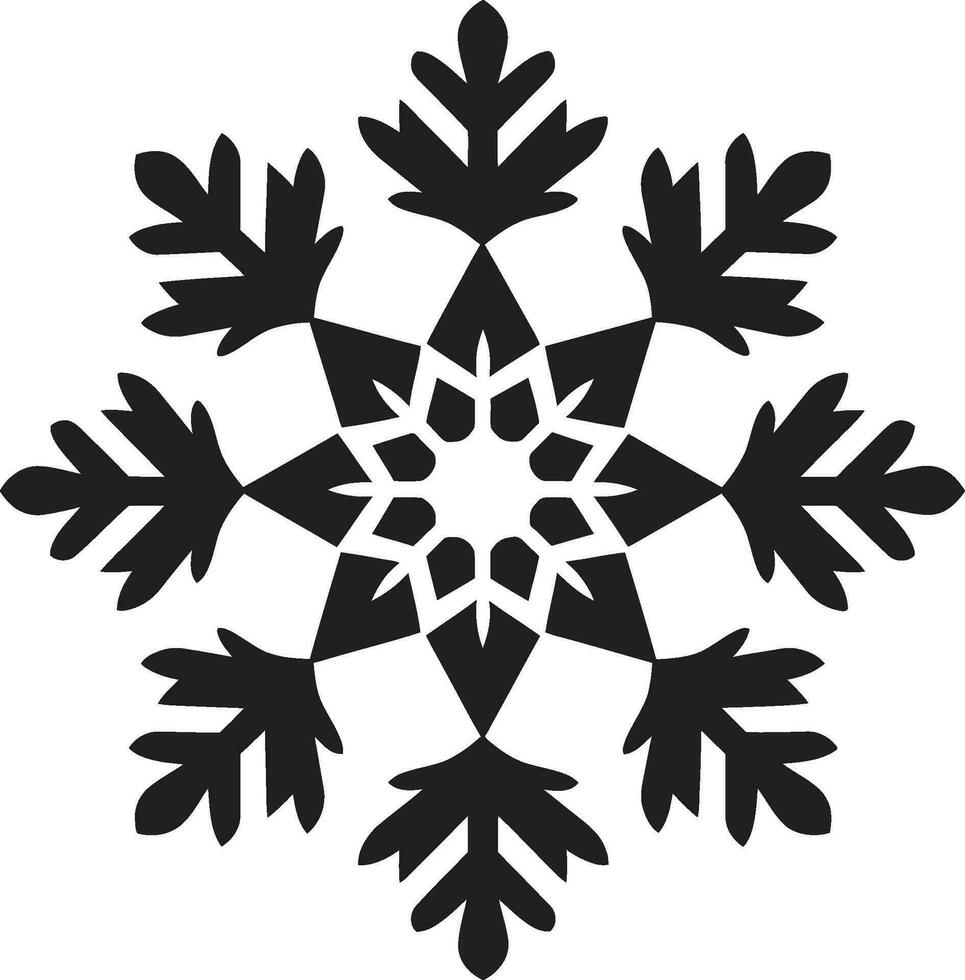 simplista belleza en copos de nieve elegante nieve símbolo emblemático serenata en escarcha monocromo emblema vector