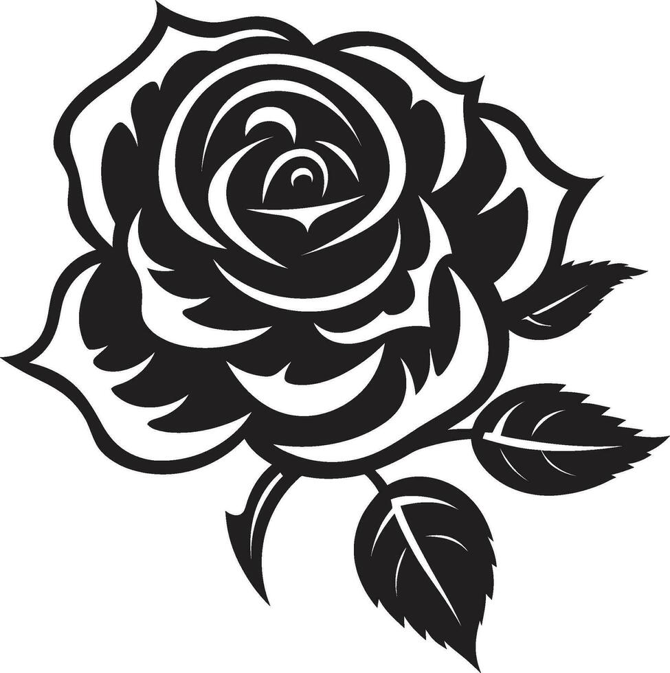 serenidad en negro y blanco vector Rosa emblema floral majestad de rosas elegante icono