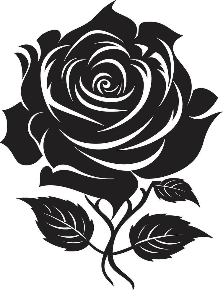 Elegance of Natures Majesty Iconic Rose Minimalistic Emblem of Roses Monochrome Emblem vector