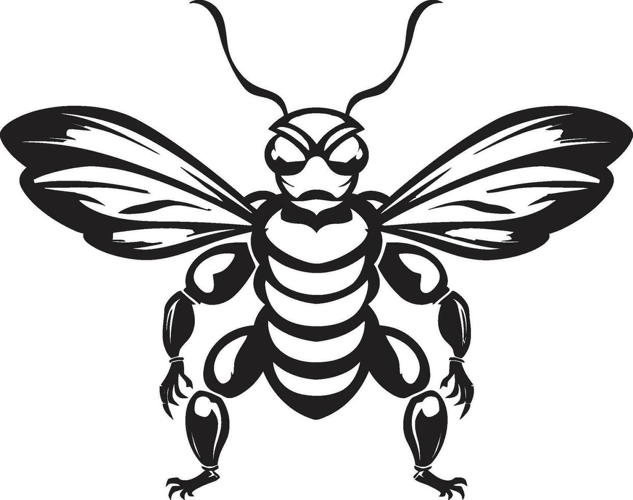 vida silvestre feroz guerrero avispón símbolo emblemático insecto majestad muscular logo diseño vector