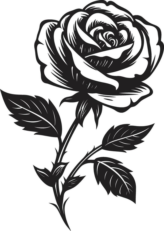 eterno Rosa excelencia negro logo Arte simplista floral silueta emblemático Rosa icono vector