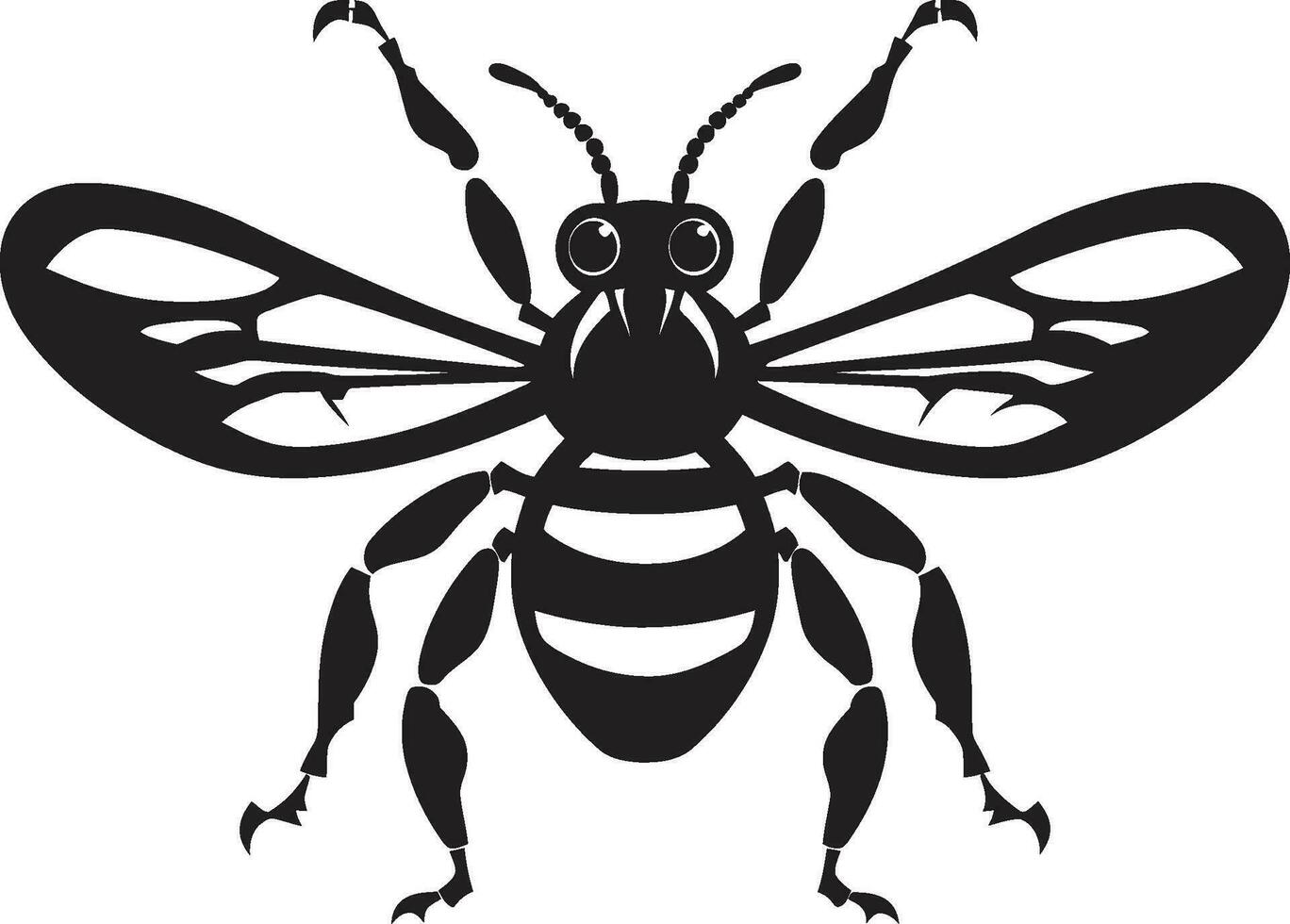 Serenity Sentinel in Black and White Emblematic Art Noble Swarm Majesty Monochromatic Symbol vector