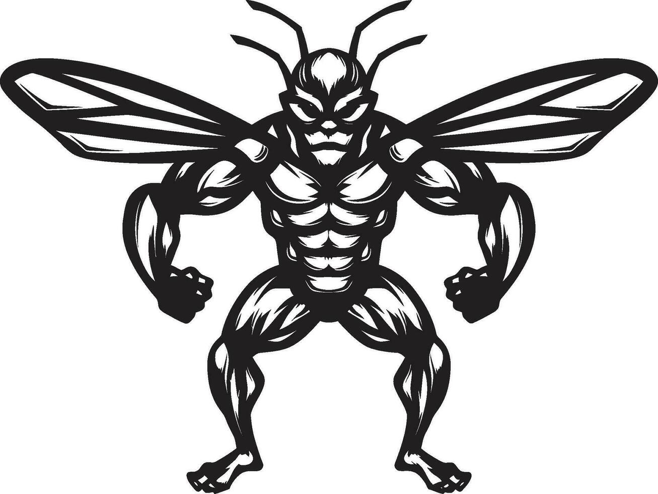 Defenders Serenity Hornet Vector Icon Emblem of Mighty Predation Monochromatic Icon