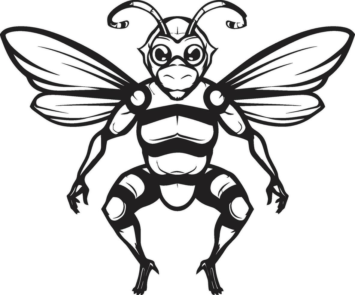 Minimalistic Predator Art Monochrome Emblem Icon of the Swarm Hornet Vector Logo