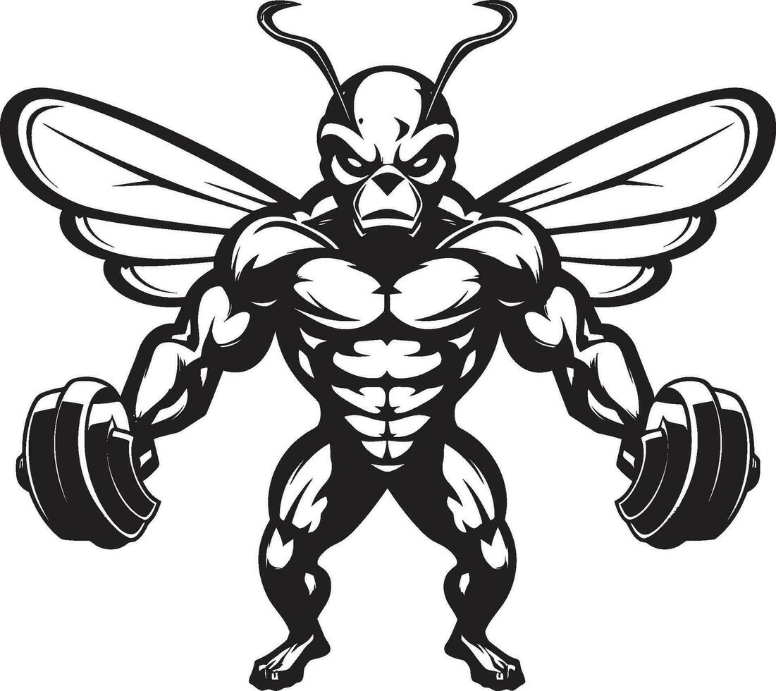 Powerful Sting Majesty Emblematic Design Hornet Emblem of Aggression Black Vector Mascot