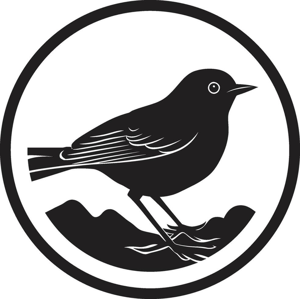 real canto de los pájaros majestad emblemático logo simplista belleza en negro Robin silueta icono vector