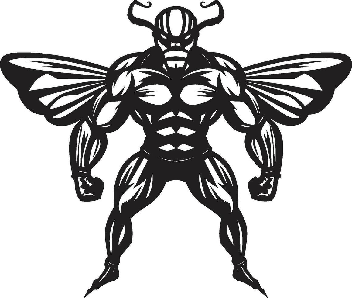 Mighty Silhouette Excellence Monochromatic Symbol Mighty Hornet Mascot Black Vector Logo