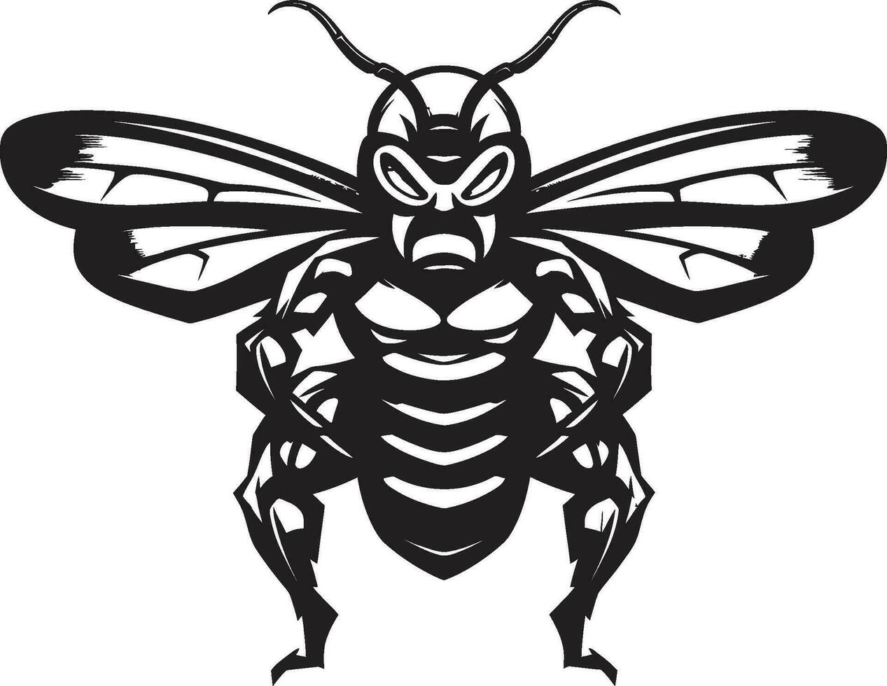 Elegant Hive Protector Monochromatic Vector Stinger Sentinel Hornet Emblem Design