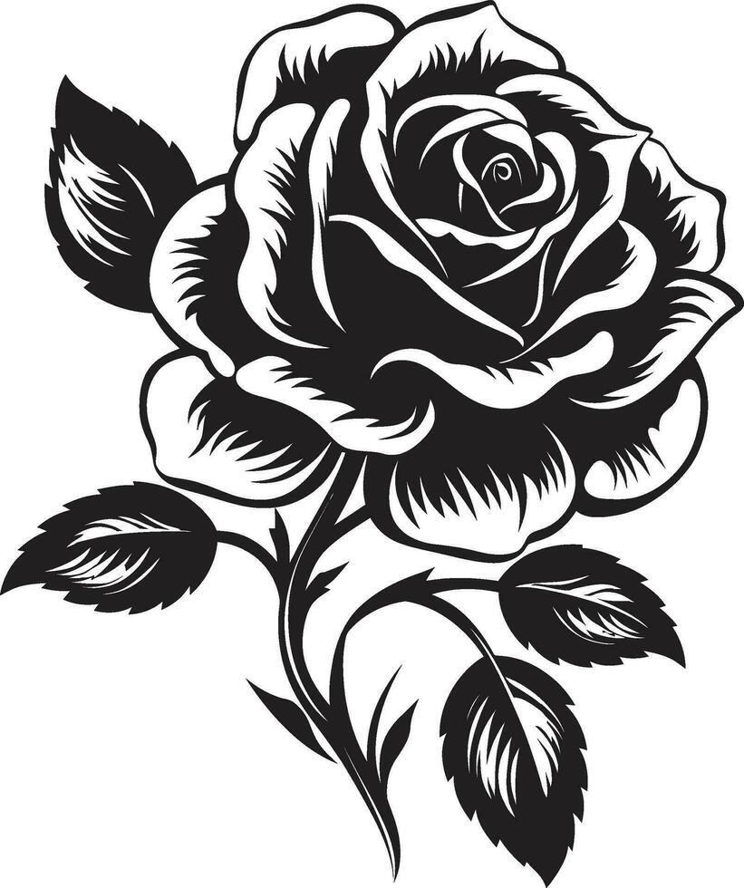 Natures Delight Rose Symbol in Black Design Elegant Garden Ambassador Stylish Emblem vector