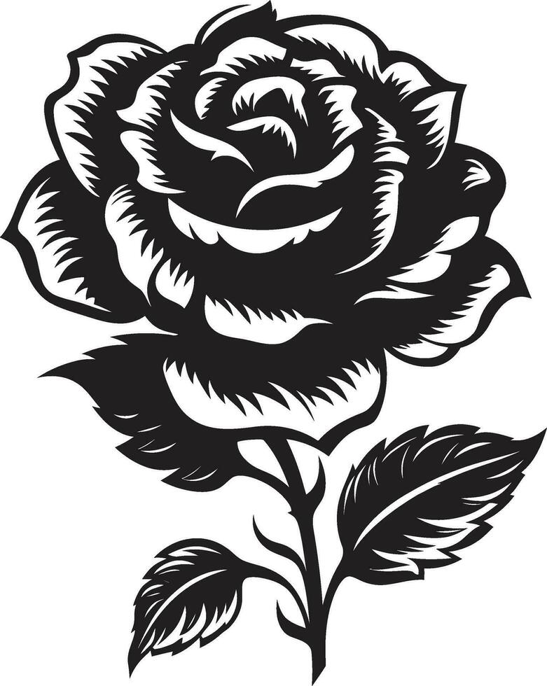 majestuoso emblema de naturaleza elegante icono simplista elegancia negro vector rosas