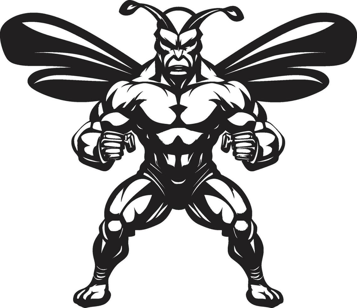 Swarm Majesty Iconic Hornet Emblem Minimalistic Predator Art Monochrome Icon vector