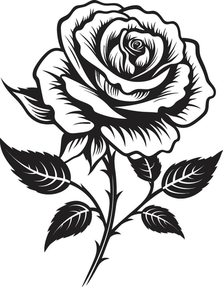 noble guardián de naturalezas belleza monocromo emblema diseño serenata de rosas moderno vector Rosa