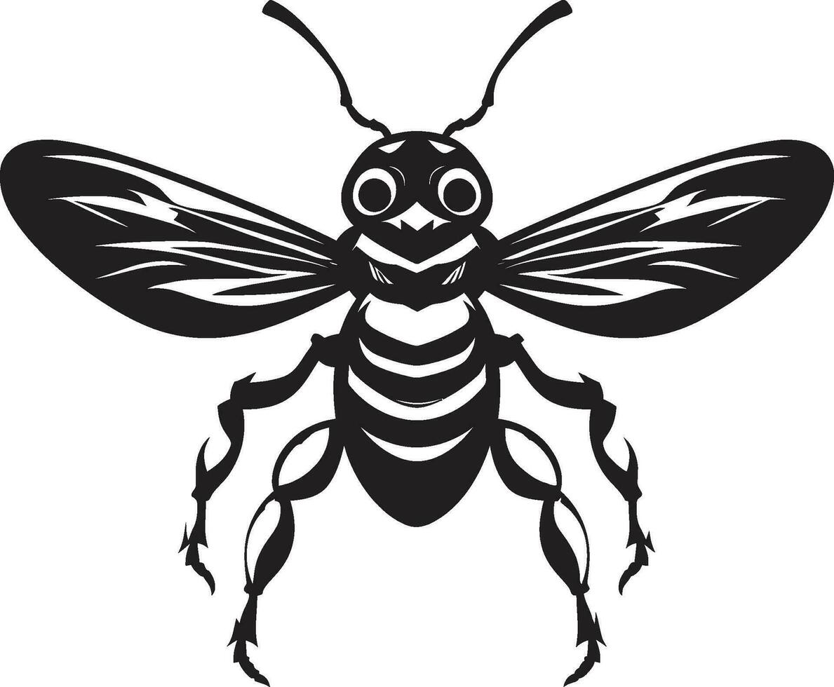 Emblem of Aggression Minimalist Vector Symbol Serenity in Monochrome Muscular Hornet Design