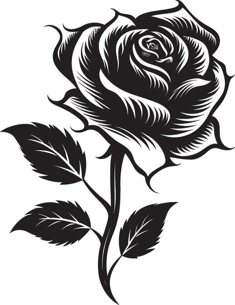 Serenity in Garden Beauty Black Logo Floral Silhouette Excellence Monochrome Rose Icon vector