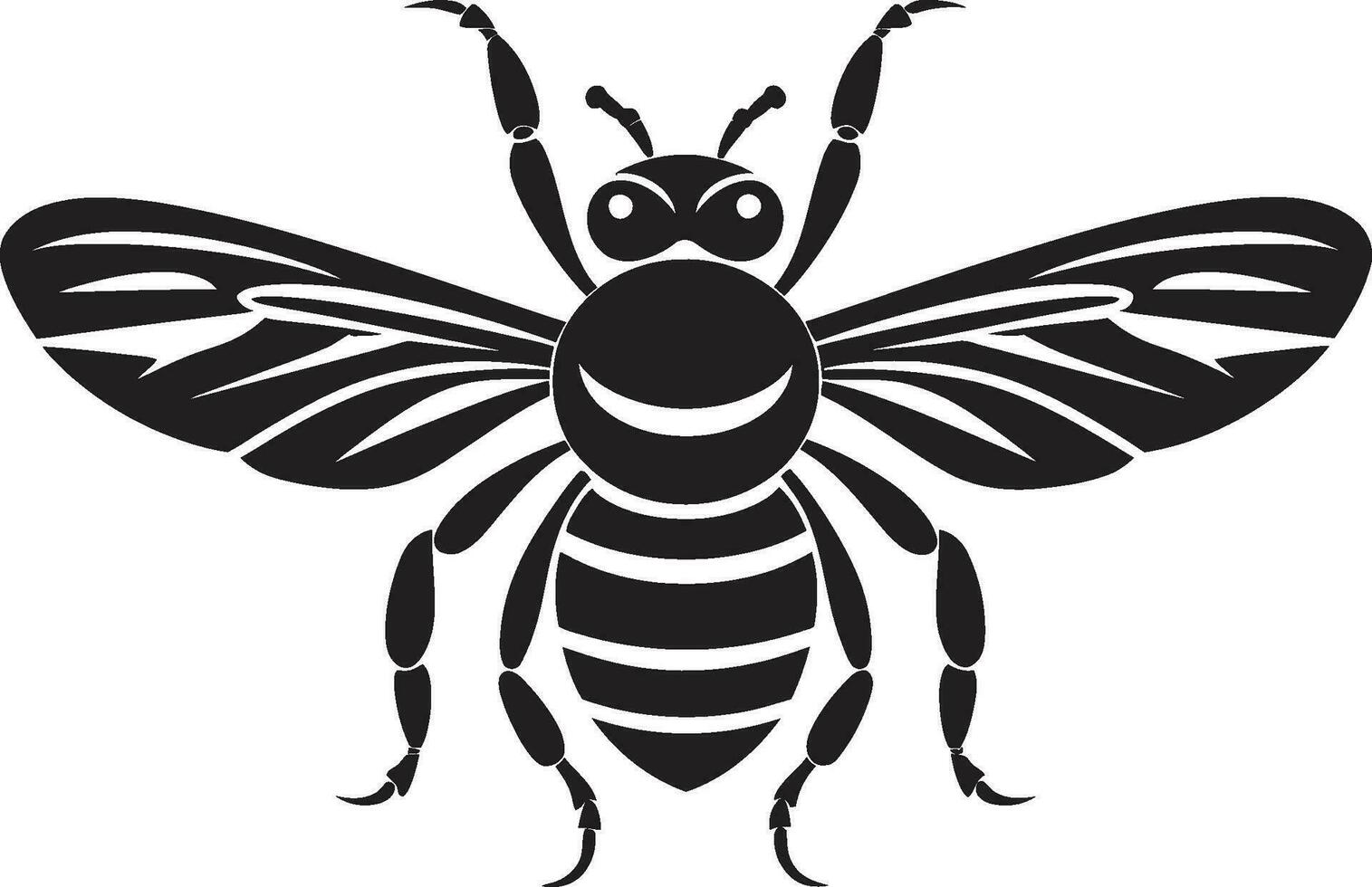 Elegant Insect Majesty Monochrome Emblem Powerful Hornet Silhouette Iconic Design vector