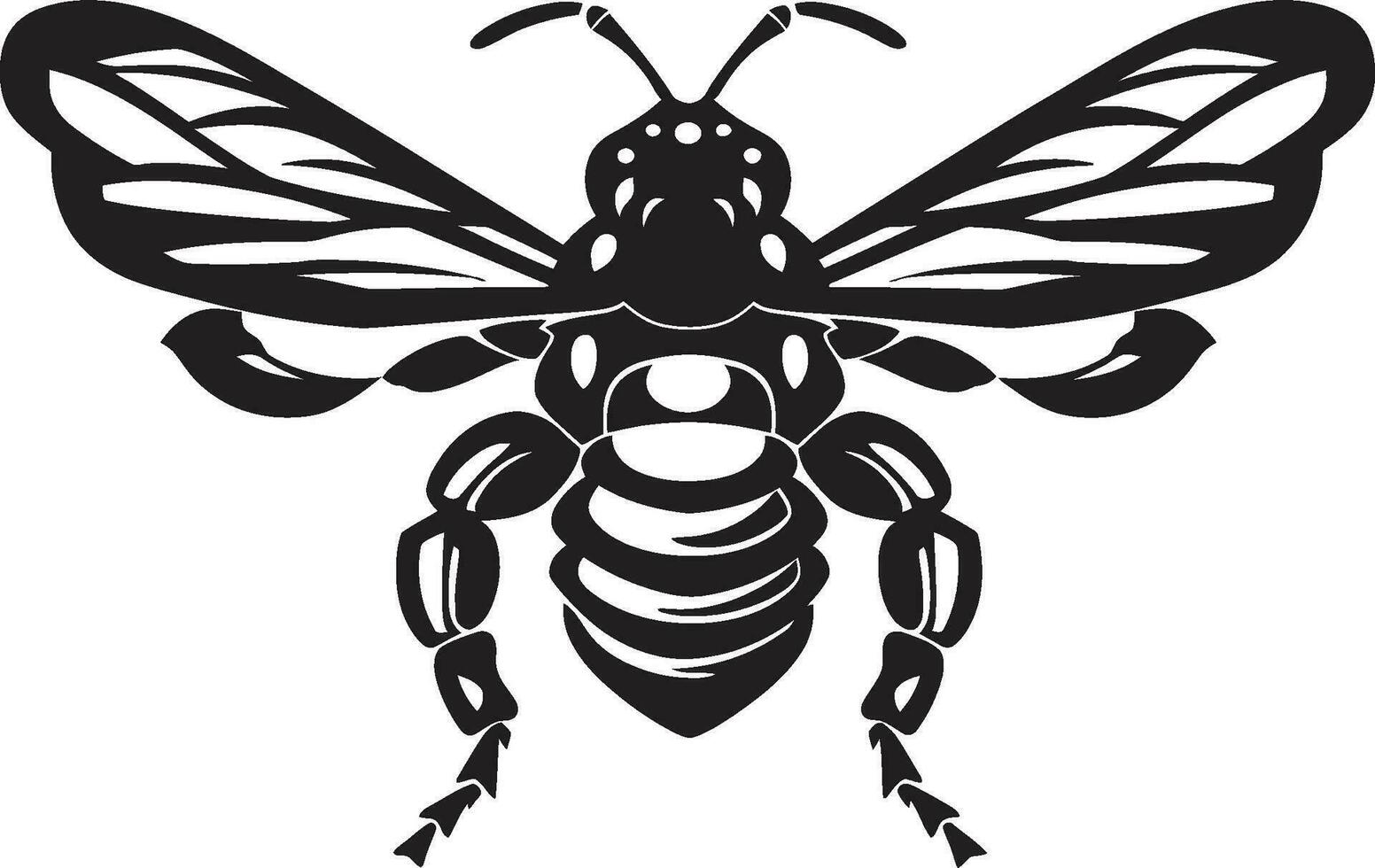 Stinger Sentinel in Monochrome Hornet Emblem Elegant Insect Excellence Emblematic Art Design vector