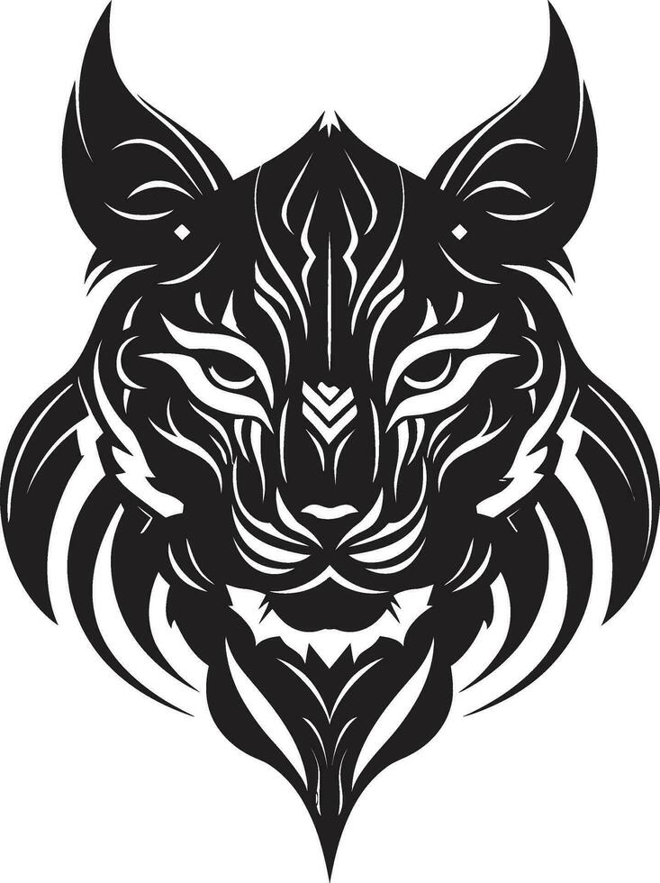 Serenity in Monochrome Lynx Icon Design Noble Lynx Majesty Black Logo Art vector