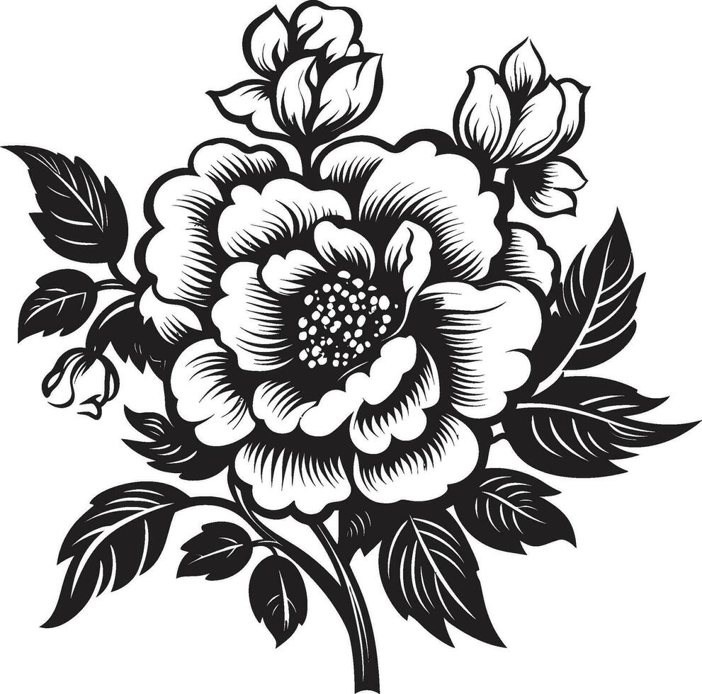 Black Floral Icon to Create a Romantic Design Black Floral Icon to Create a Nostalgic Design vector