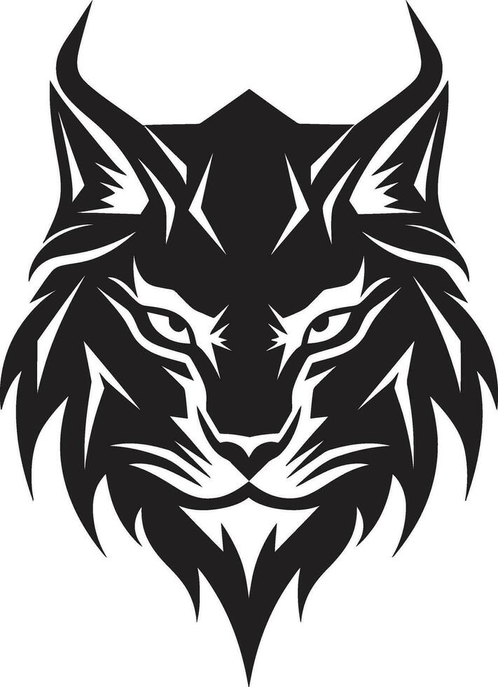 Serenity in Black and White Lynx Symbol Graceful Feline Silhouette Iconic Emblem vector
