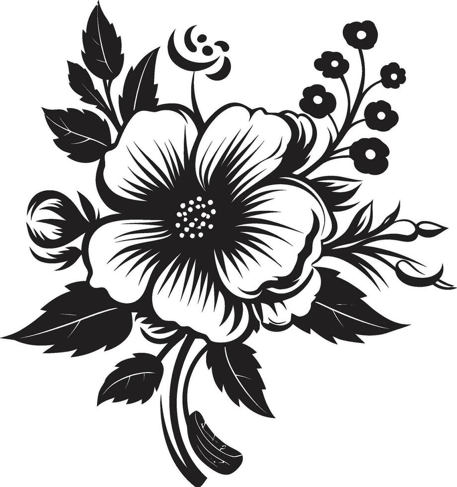 Black Floral Icon to Create a Minimalist Design Black Floral Icon to Create a Boho Design vector