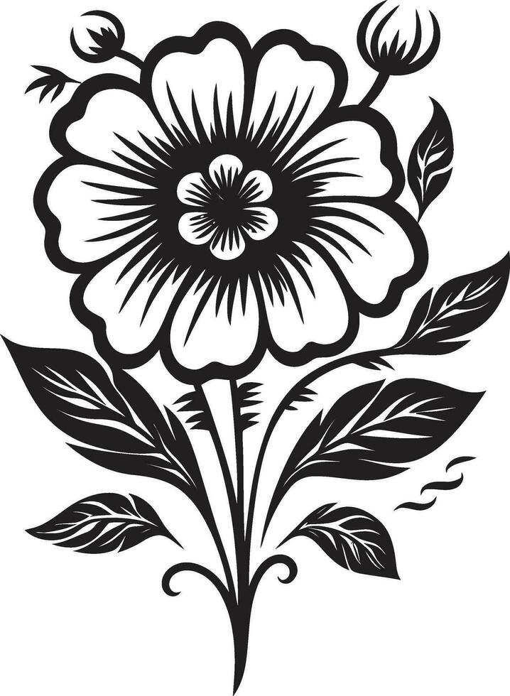 Black Floral Icon for an Anime Look Black Floral Icon for a Video Game Look vector