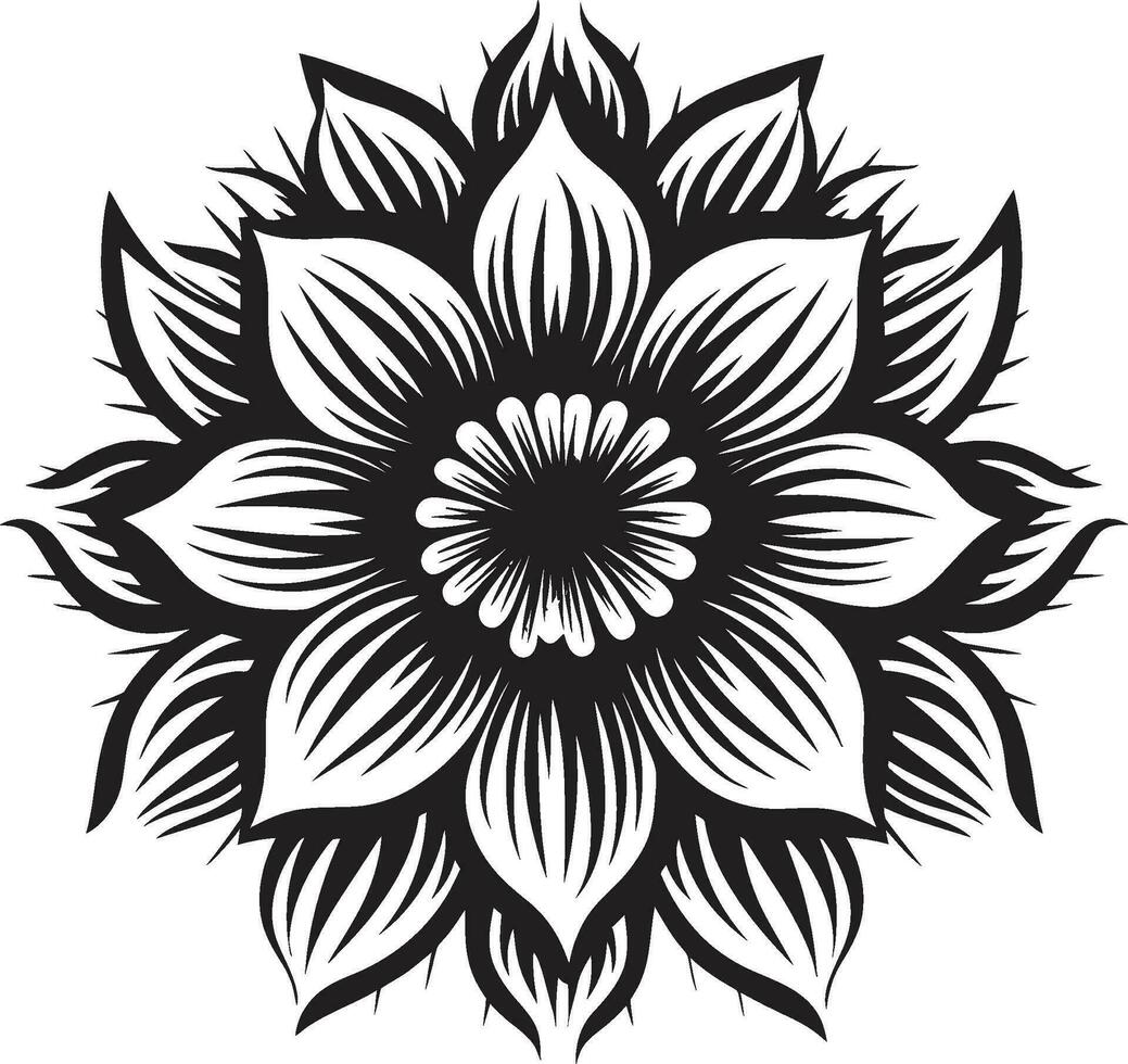 Black Floral Icon for a Romantic Look Black Floral Icon for a Feminine Look vector