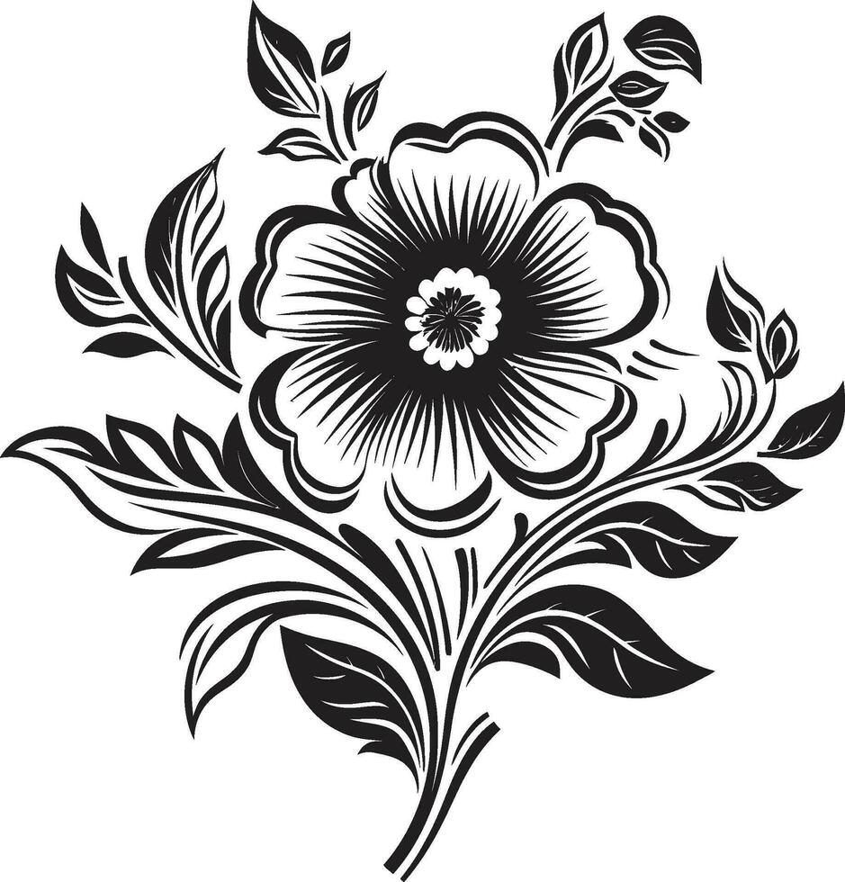 negro floral icono a crear un bebé ducha diseño negro floral icono a crear un cumpleaños diseño vector