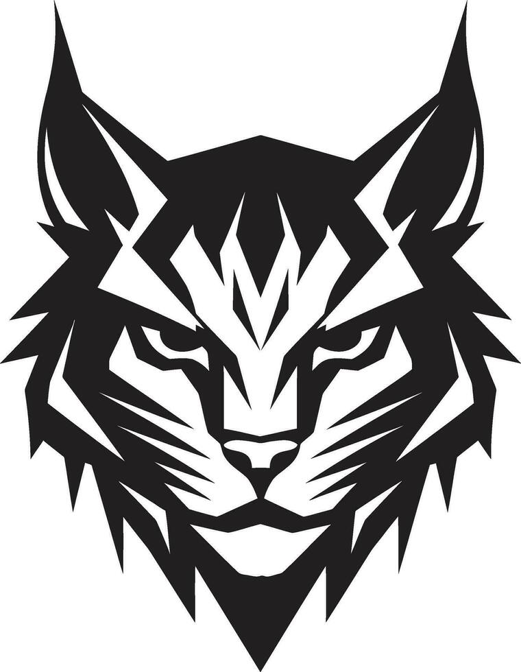 Simplistic Beauty in Black Wildcat Icon Predator Silhouette Majesty Minimalist Emblem vector