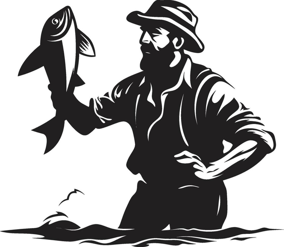 pescador logo icono para tu vestir y mercancías pescador logo icono para tu eventos y promociones vector