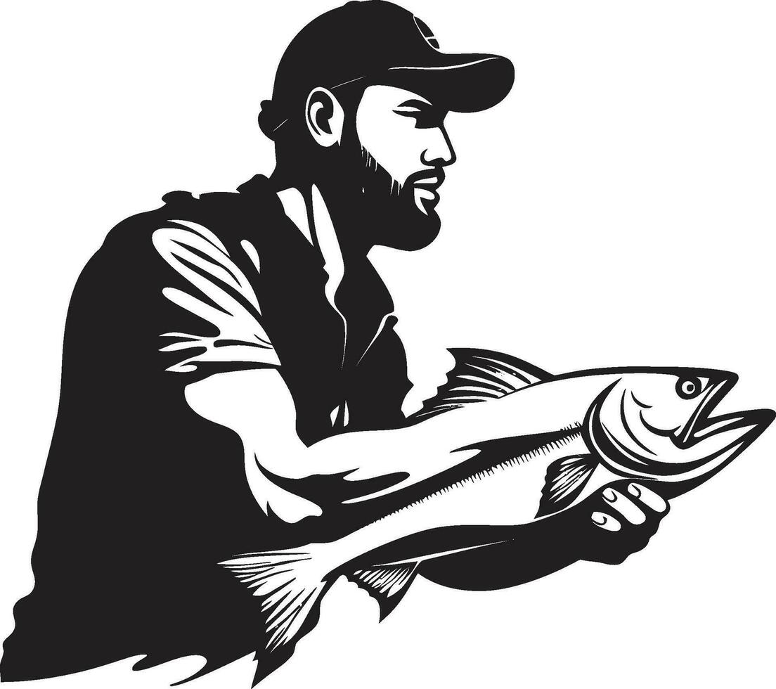 pescador logo con caligráfico fuente lujo y sofisticación pescador logo con serif fuente tradicion y confiar vector
