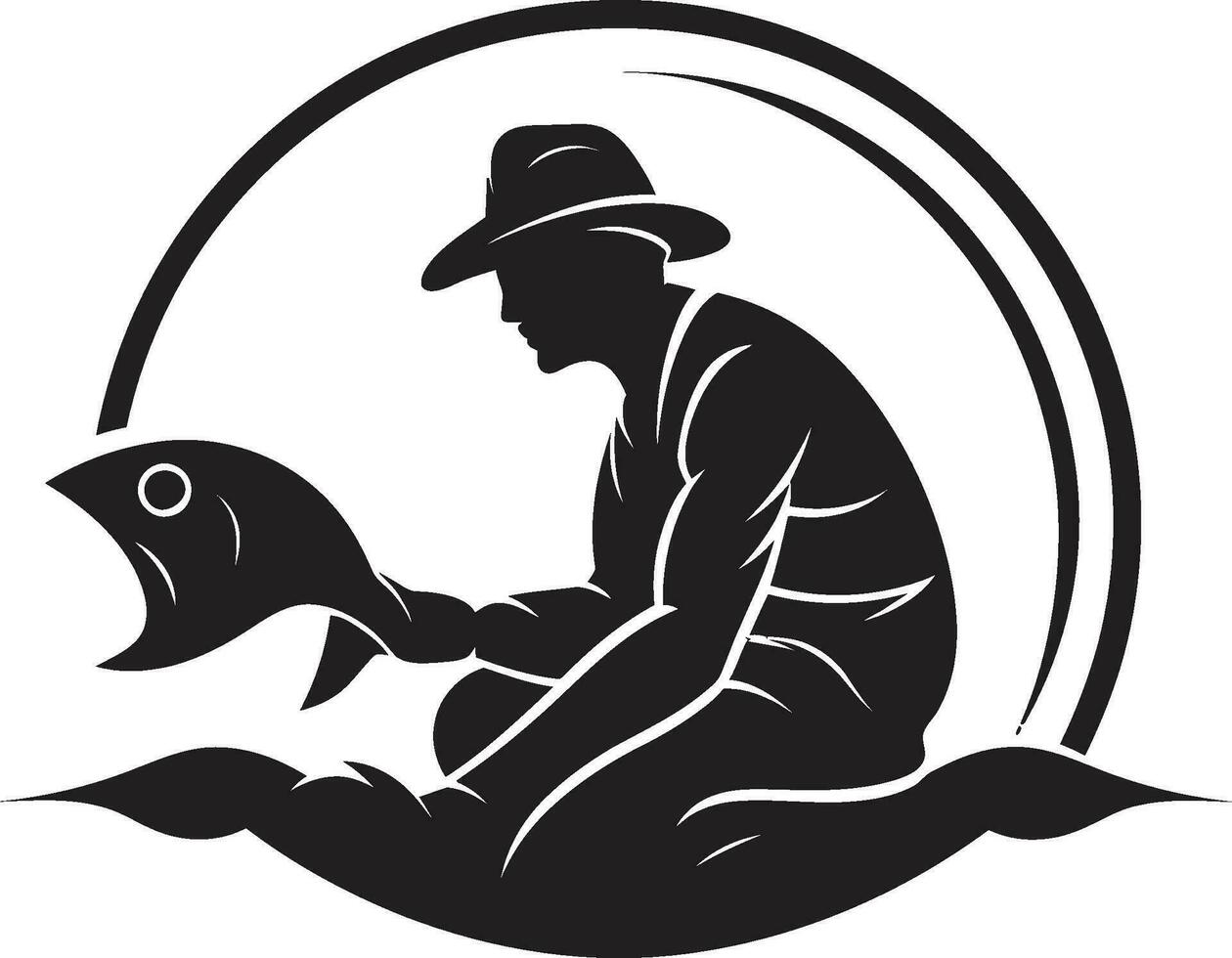 Fisherman Logo Icon for Your Personal Brand The Fisherman Logo A Symbol of Hard Work Dedication and Success vector