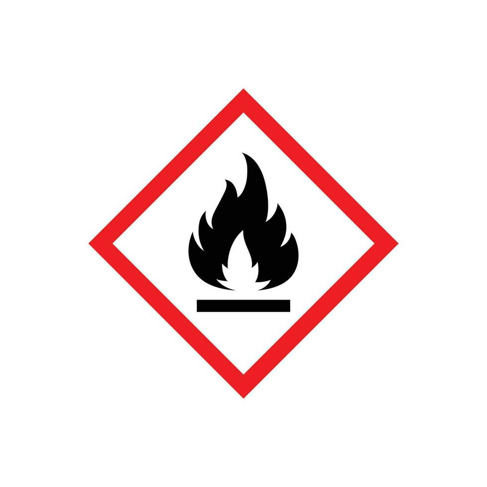 GHS hazard pictogram. Flammable, Hazard warning sign. Flammable icon vector