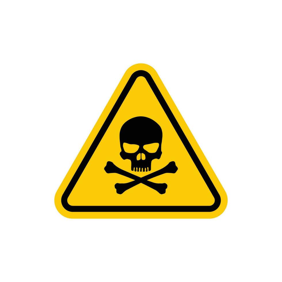 Danger, toxic sign skull icon. Warning skull symbol. Toxic poison Sign. Danger sign with skull and cross bones. vector
