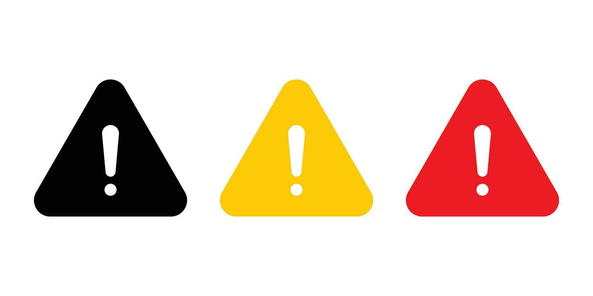 Caution warning signs set. Attention sign with exclamation mark icon vector