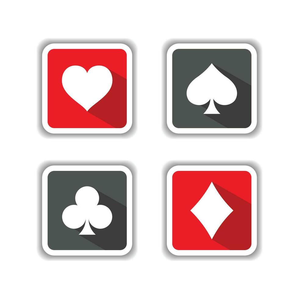 Suit deck of playing cards on a white background. Poker playing cards suits symbols vector