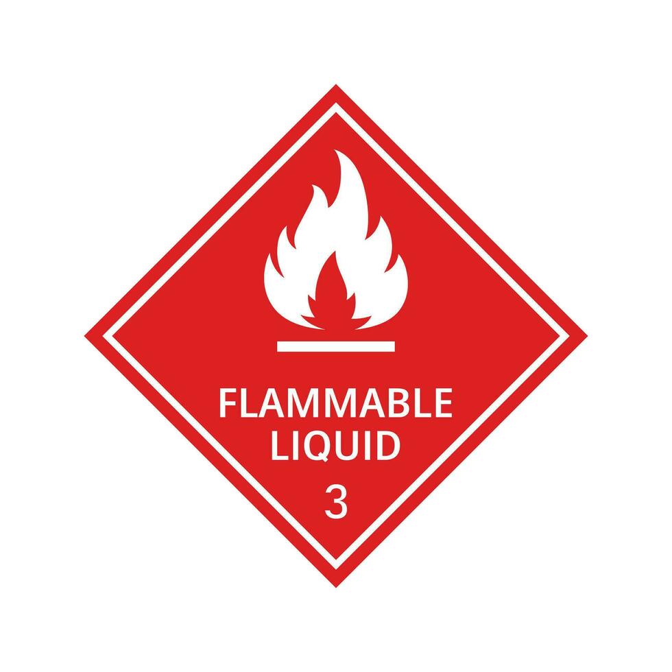 Flammable liquid sign red square. Flammable liquid symbol, Vector Illustration