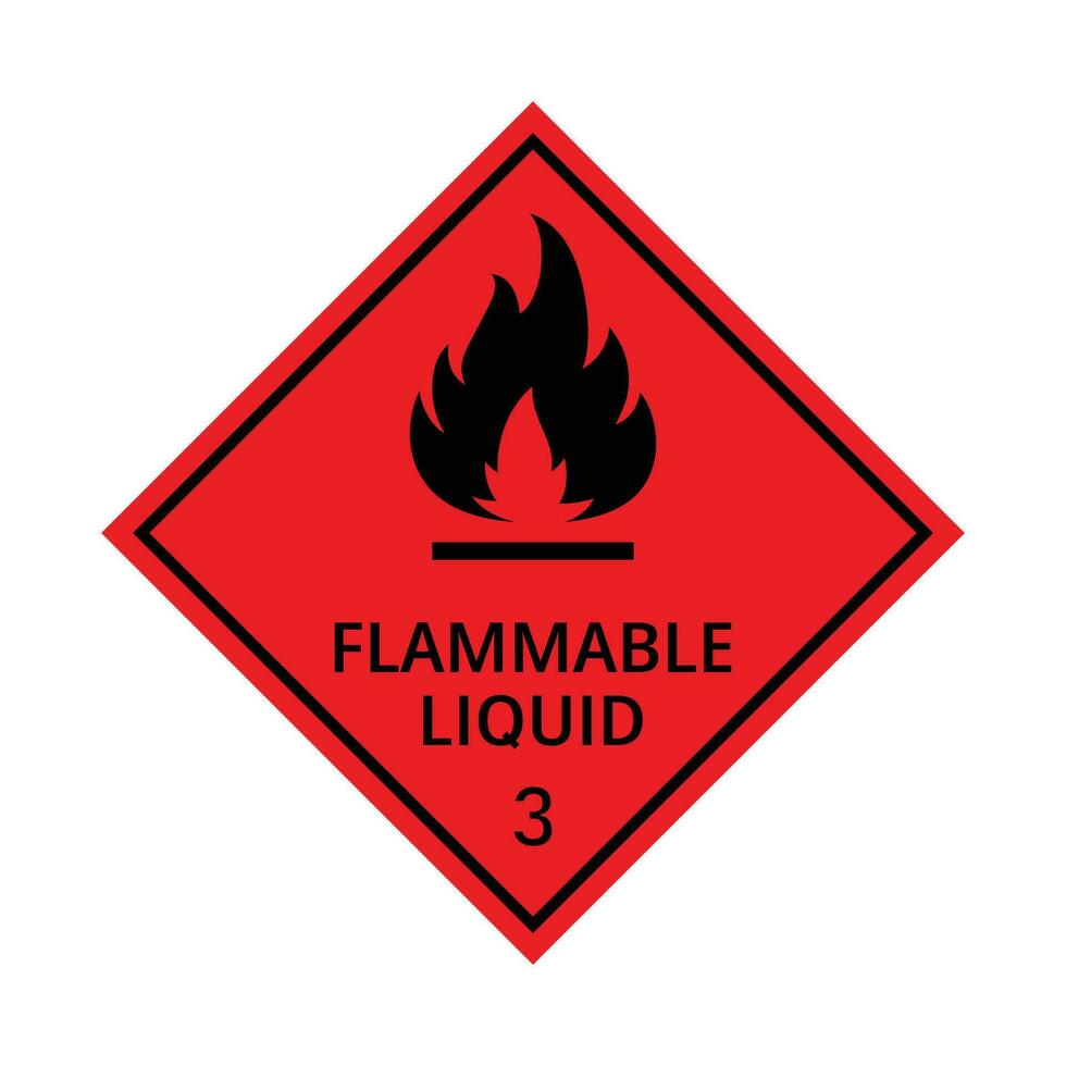 Flammable liquid sign red square. Flammable liquid symbol, Vector Illustration