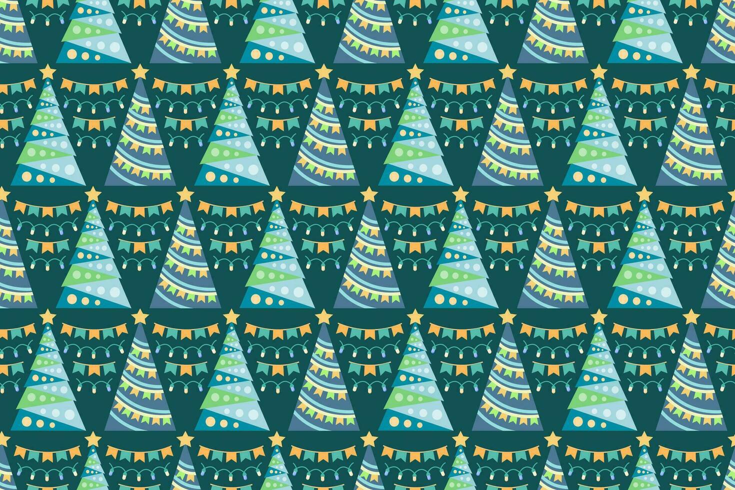 Seamless pattern with Christmas trees, endless repeating New Year event colorful pattern with decorative, stylized Christmas trees. vector