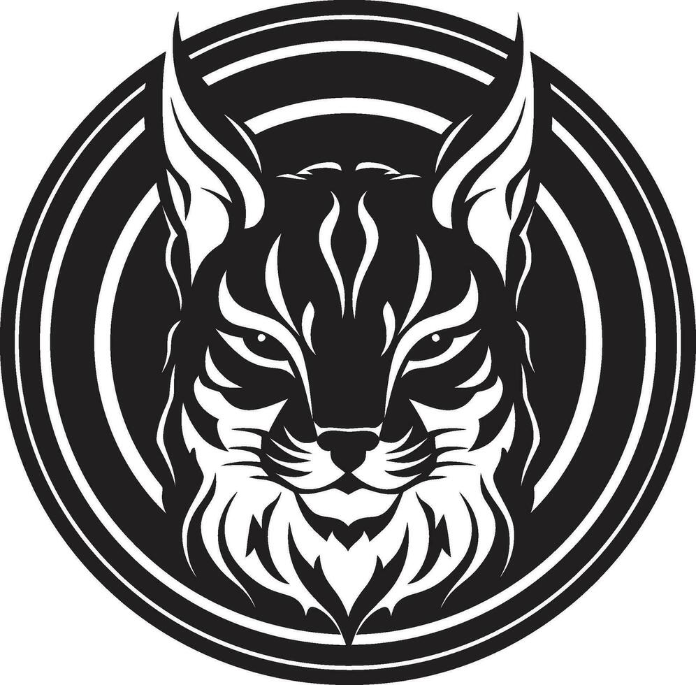 Emblem of Stealth Minimalist Vector Symbol Serenity in Monochrome Lynx Icon Design