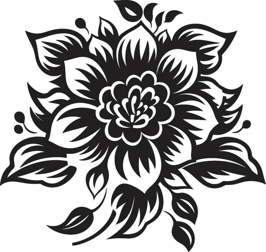 Black Floral Icon for a Timeless Look Black Floral Icon to Add Elegance to Your Design vector