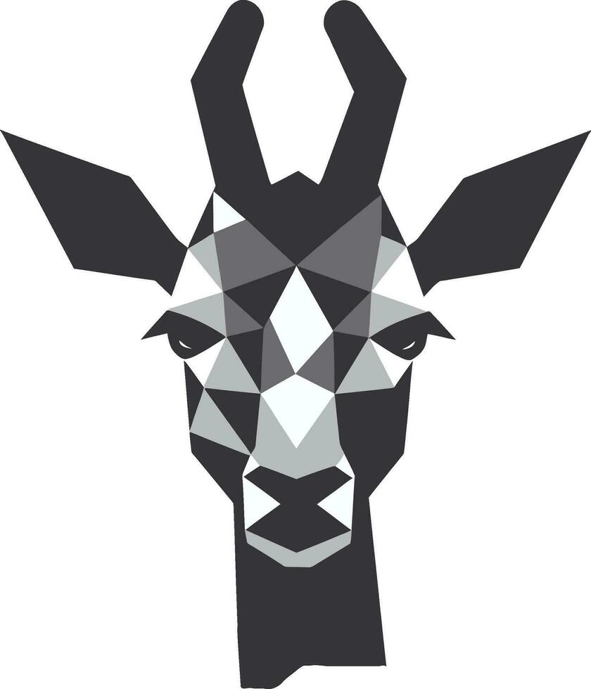 Emblematic Grace in Monochrome Icon Serene Safari Sentinel Giraffe Vector