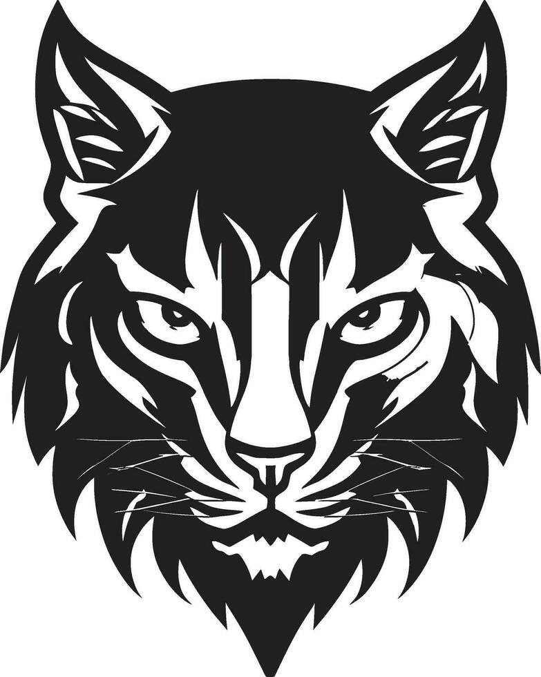 Iconic Stalker Majesty Monochrome Design Stealthy Hunter Black Lynx Emblem vector