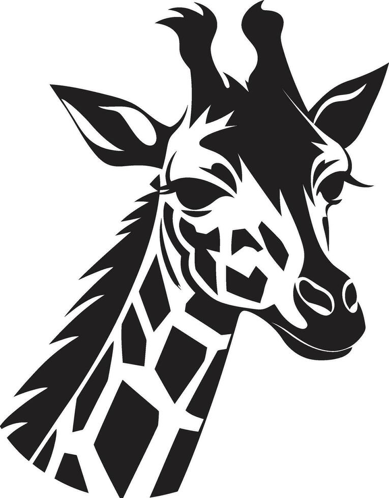 African Icon of Serenity Giraffe Art Towering Grace in Black Emblem Design vector