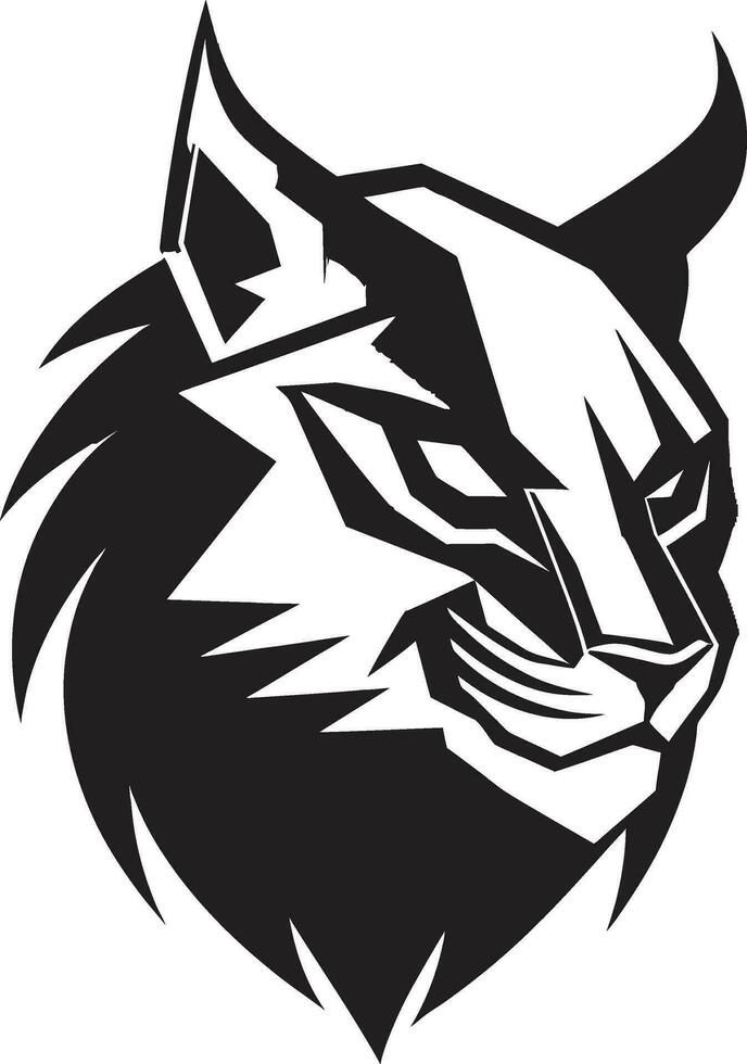 simplista sigilo excelencia negro emblema icónico lince majestad felino silueta vector