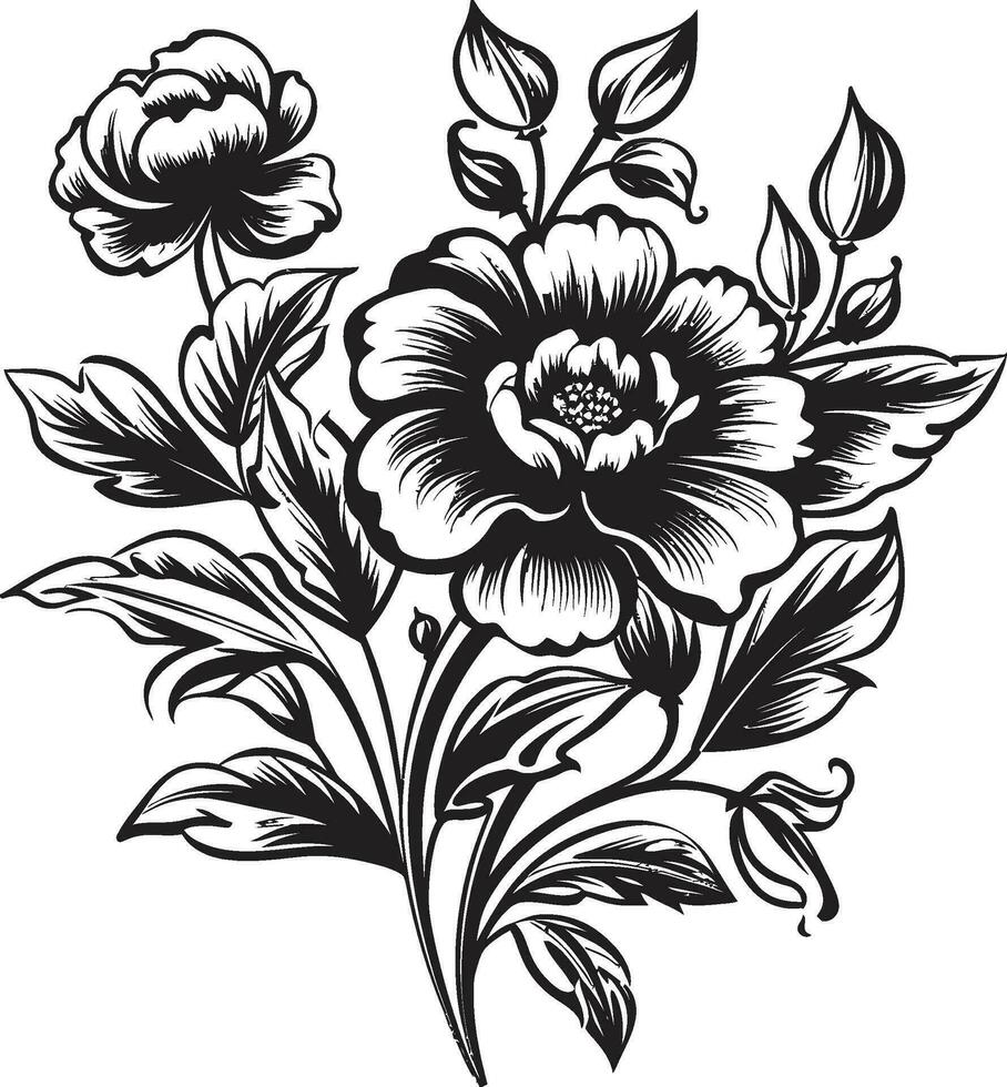 Black Floral Icon for a Mediterranean Look Black Floral Icon for a Tropical Look vector