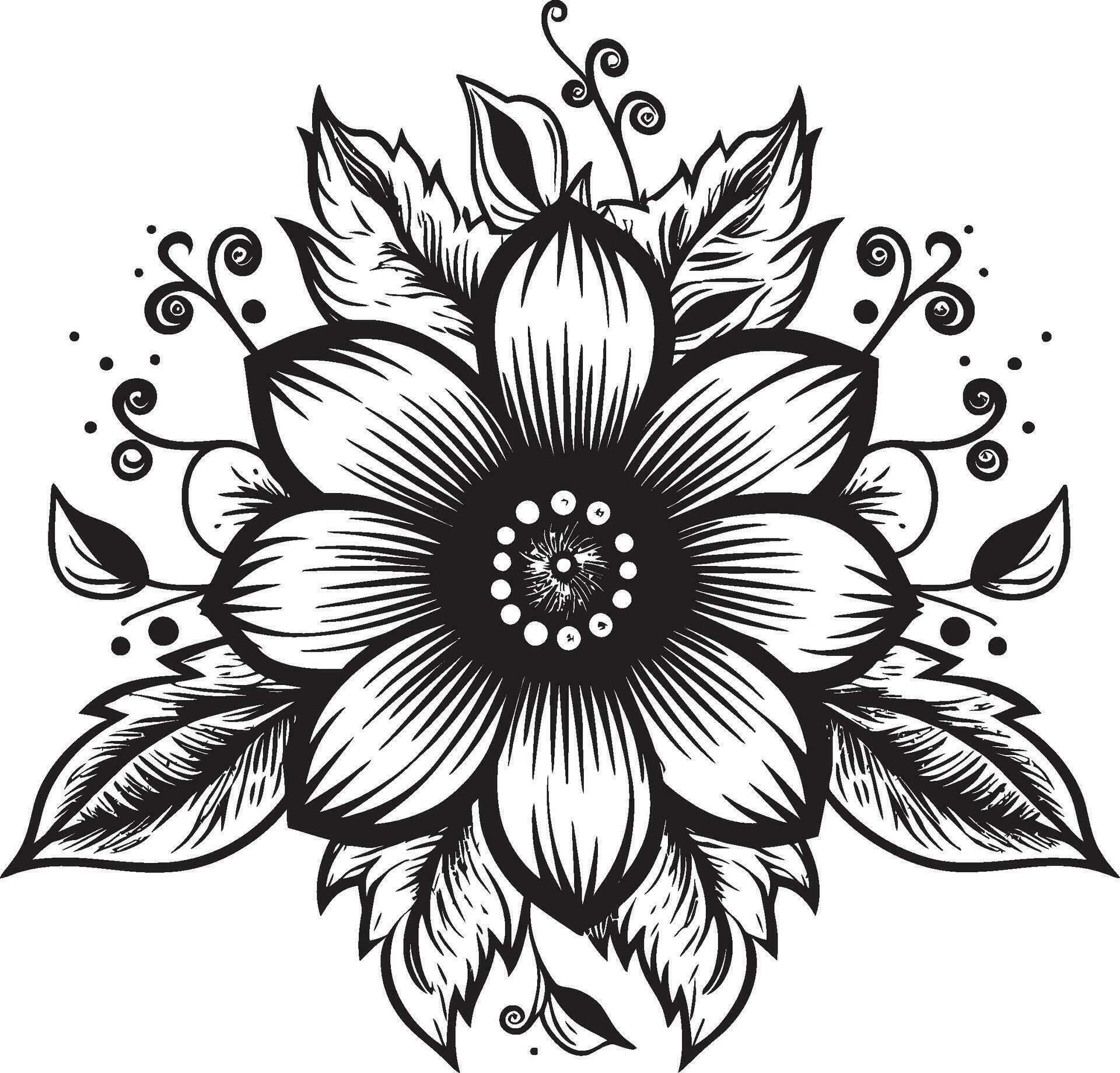 Black Floral Icon to Create a Seasonal Design Black Floral Icon to ...