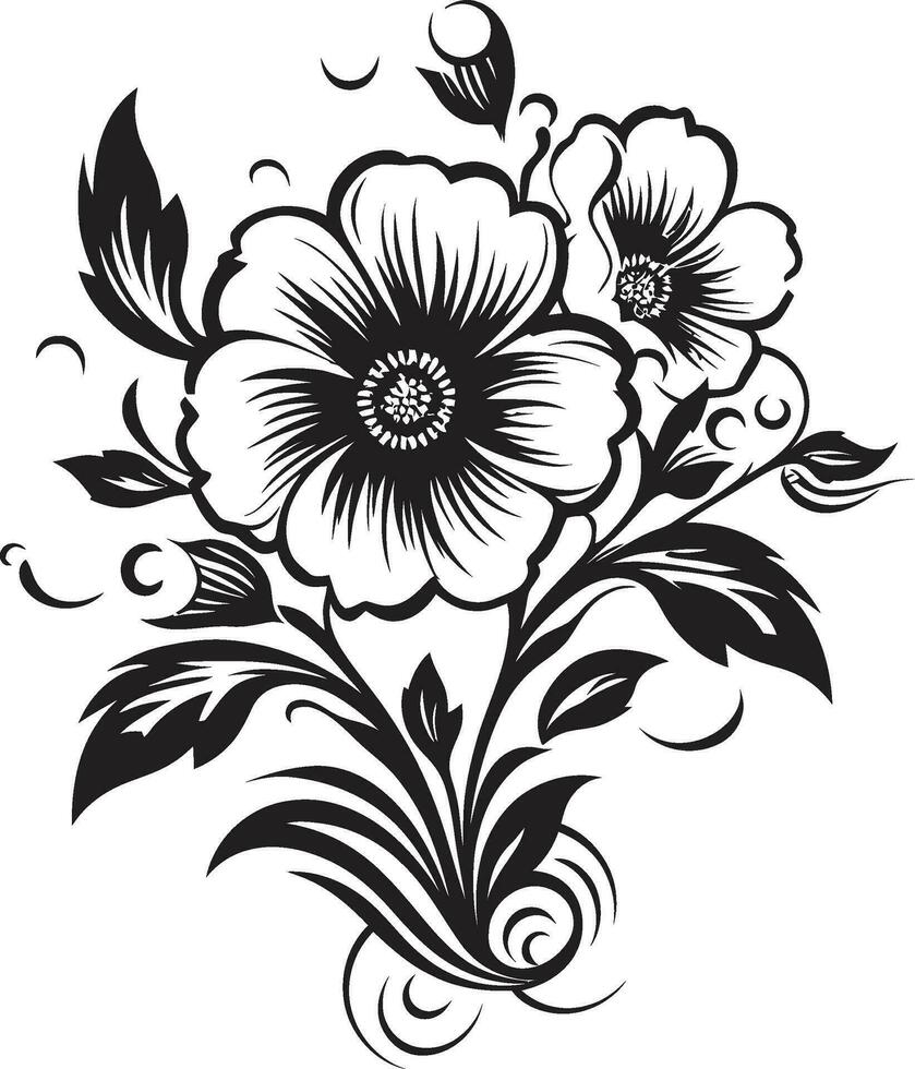 negro floral icono para un contemporáneo Mira negro floral icono para un minimalista Mira vector