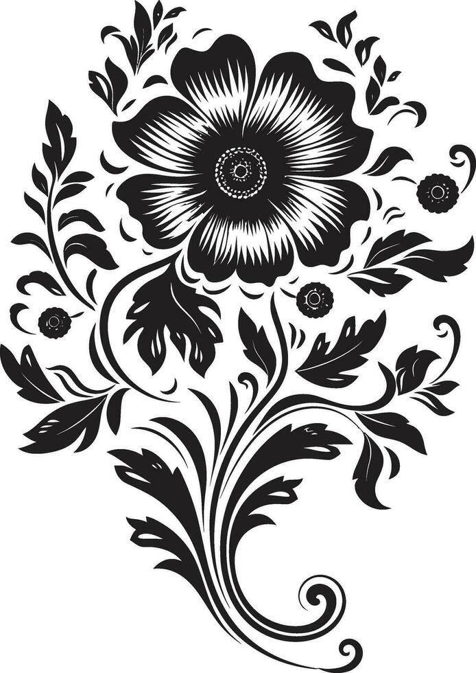 Versatile Black Floral Icon for Any Project High Quality Black Floral Icon vector