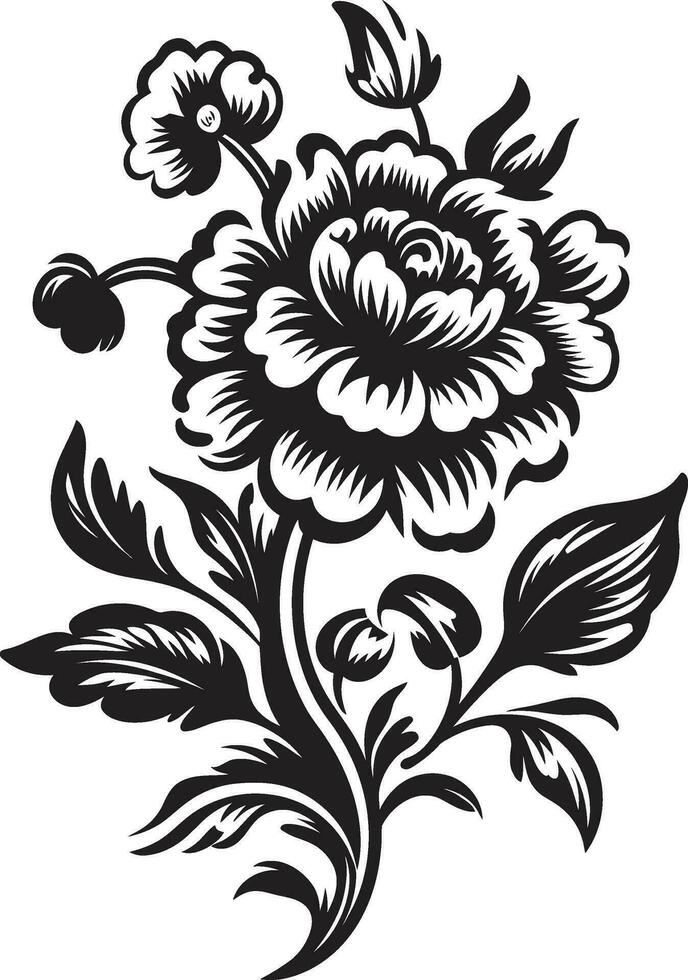 negro floral icono para un cómic libro Mira negro floral icono para un manga Mira vector