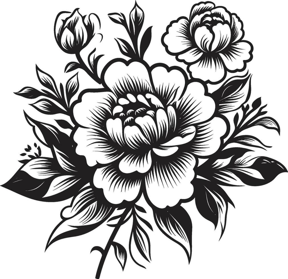 negro floral icono a crear un desgastado elegante diseño negro floral icono a crear un francés país diseño vector